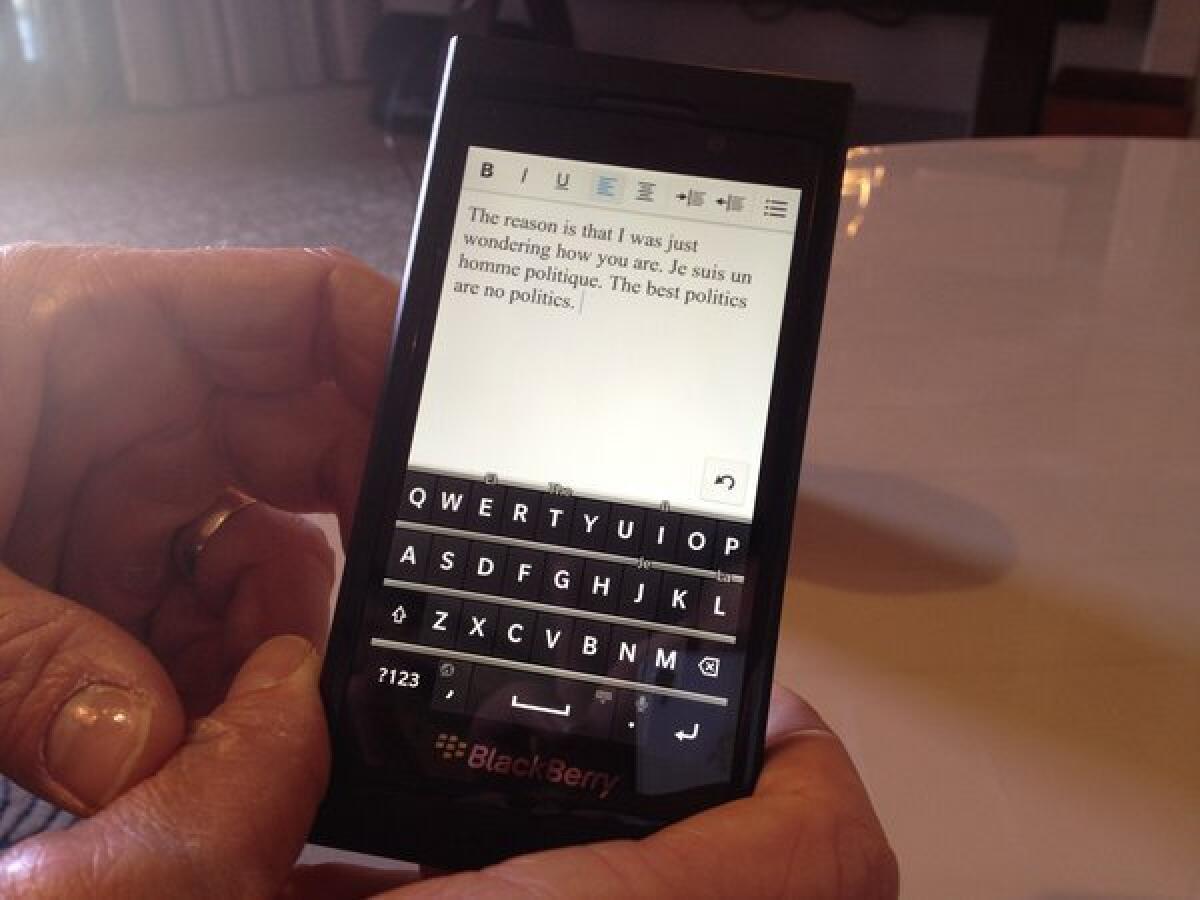 One of two new smartphones running the BlackBerry 10 operating system. The smartphone is full touch screen and will officially debut at RIM's Jan. 30 launch event.