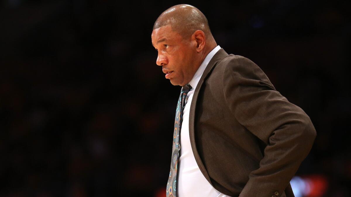 Clippers Coach Doc Rivers looks on during a win over the Lakers on Oct. 31.