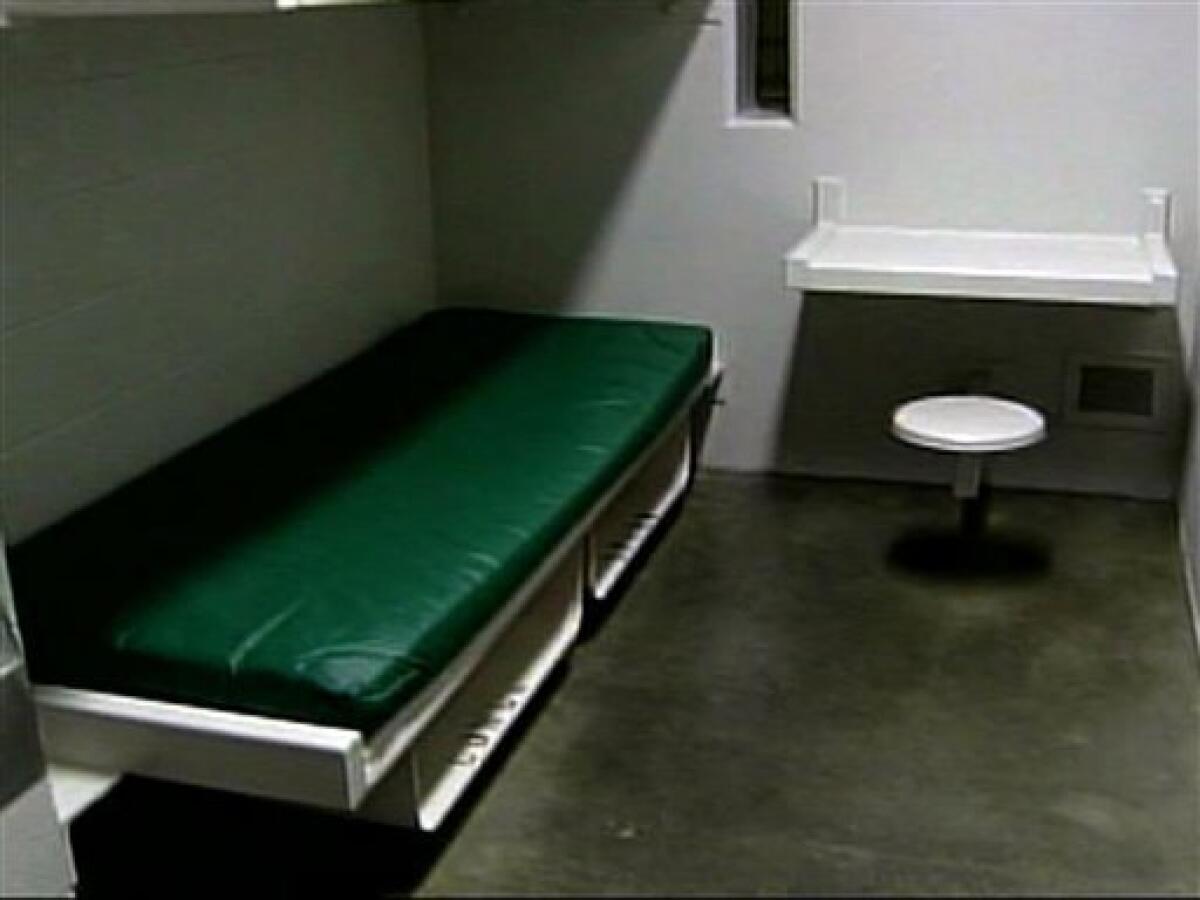 FILE - In this May 4, 2007 file photo from video provided by KCBS-TV in Los Angeles shows the interior of a typical jail cell at the Century Regional Detention Facility in the Los Angeles suburb of Lynwood, Calif. (AP Photo/Pool, KCBS-TV)