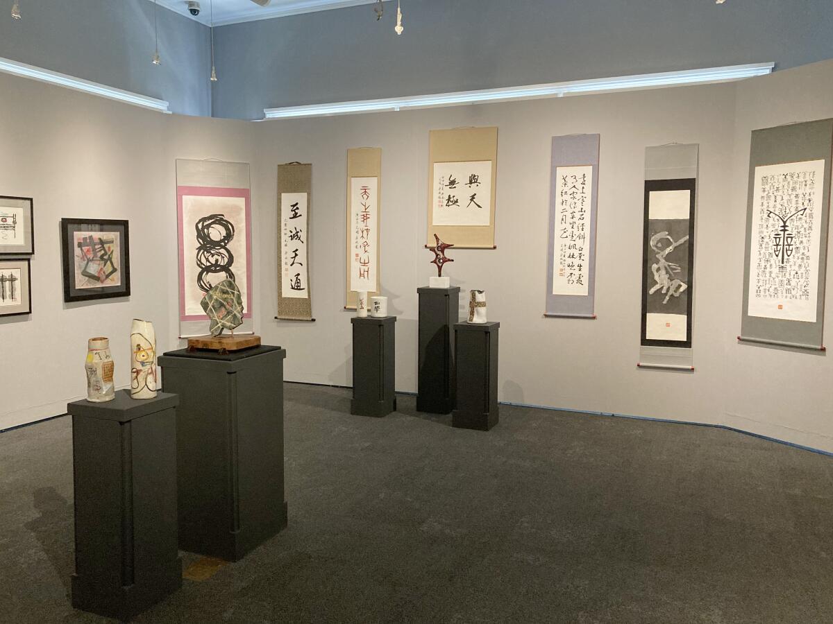 Calligraphy, including abstract works, and ceramics by Sung Yong Tark, Wonho