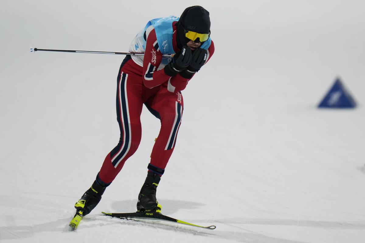 Joergen Graabak skis at the 2022 Olympics.