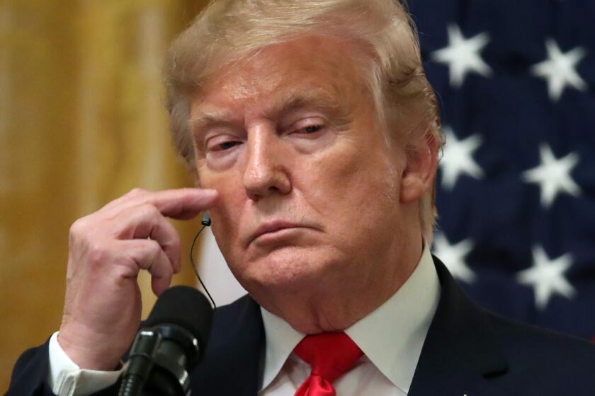 WASHINGTON, DC - NOVEMBER 13: U.S. President Donald Trump listens to q question during a news conference with Turkish President Recep Tayyip Erdogan, in the East Room of the White House on November 13, 2019 in Washington, DC. The two leaders had a meeting in the Oval Office before speaking to the media at the news conference. (Photo by Mark Wilson/Getty Images)