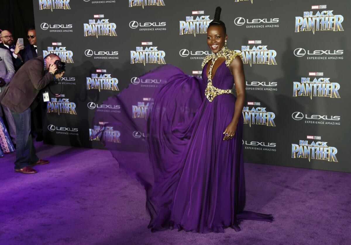 Lupita Nyong'o at the Los Angeles premiere of "Black Panther."