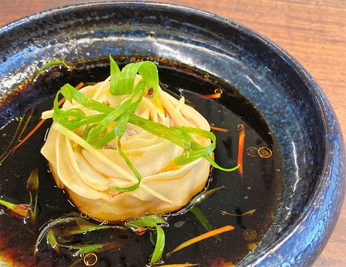 A dumpling dish at the newly opened Artifact at Mingei restaurant in Balboa Park.