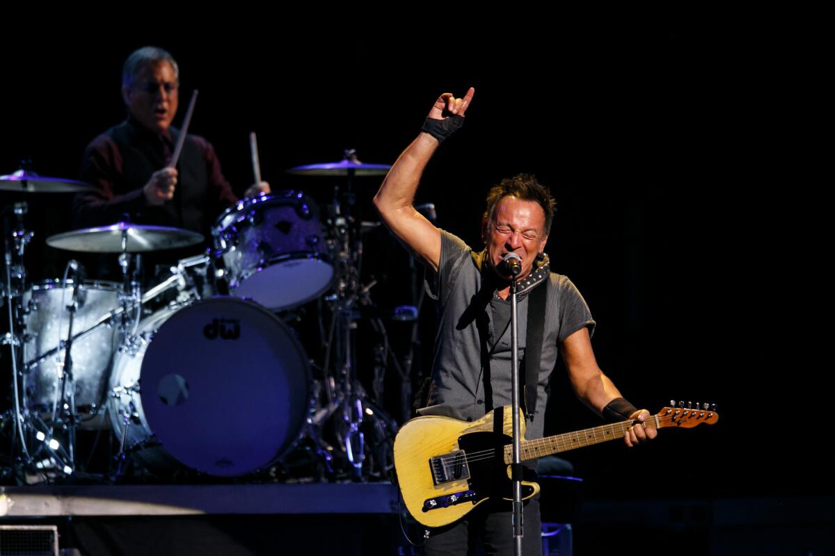 Bruce Springsteen & the E Street Band perform at the Los Angeles Sports Arena on March 19, 2016.