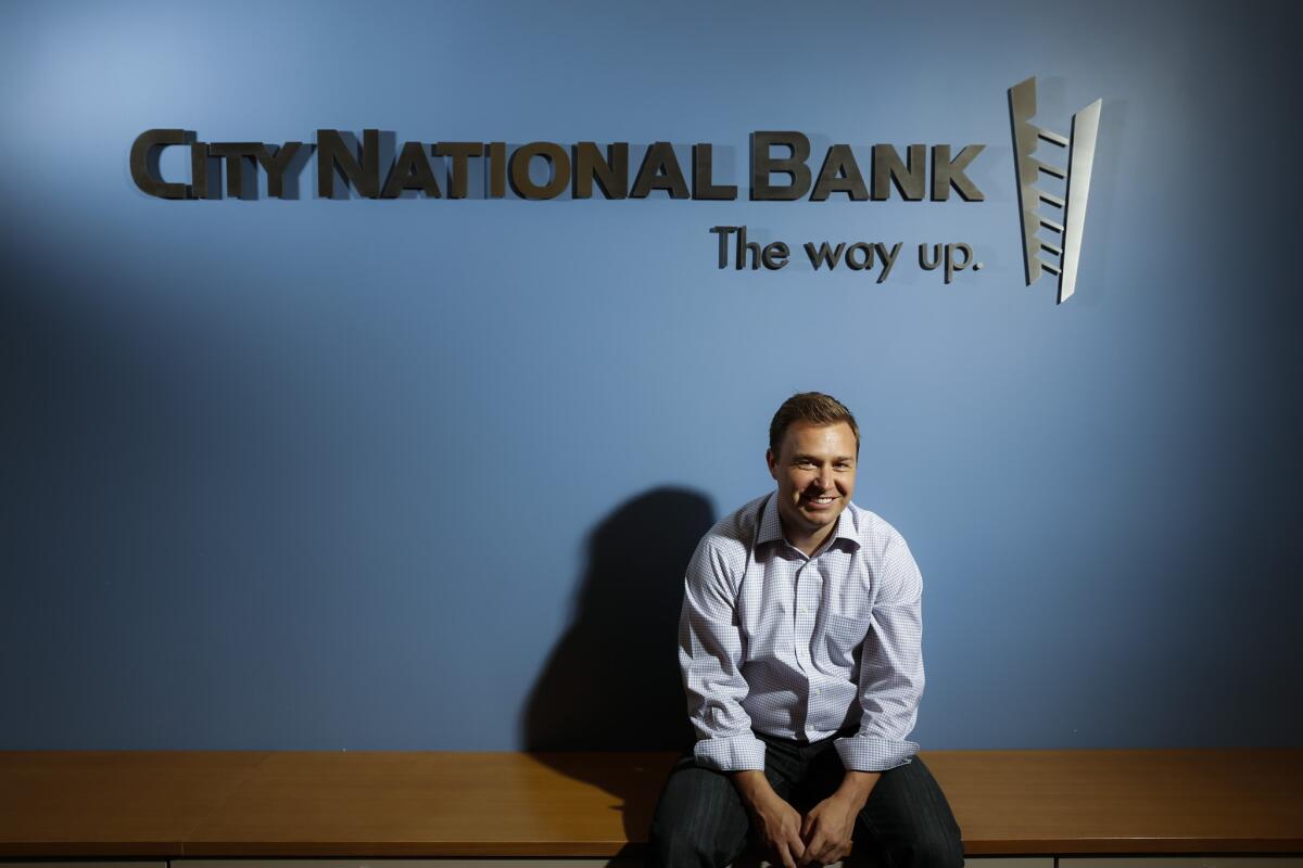 Billy O'Grady, 31, based in Santa Monica for City National Bank, advises tech start-ups and their employees on banking and wealth management decisions.