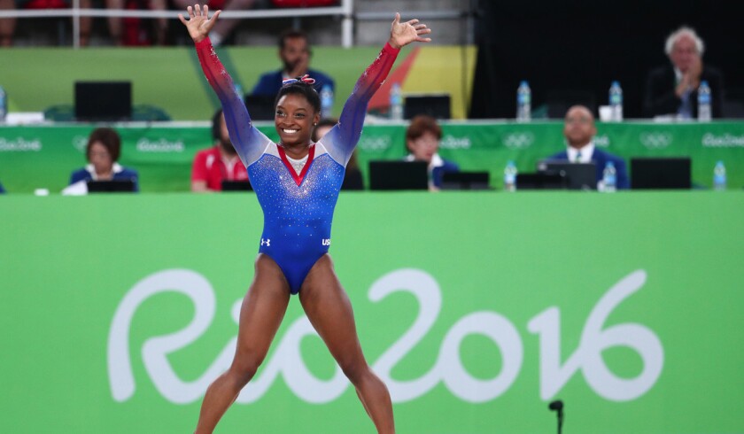 Simone Biles delivers a gold medal performance at the individual women's floor exercise final Tuesday.
