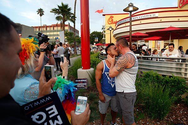 Kissing protesters