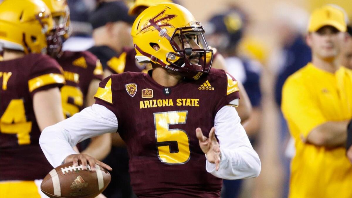 Arizona State's Manny Wilkins warms up prior to a game against Northern Arizona on Sept. 3.