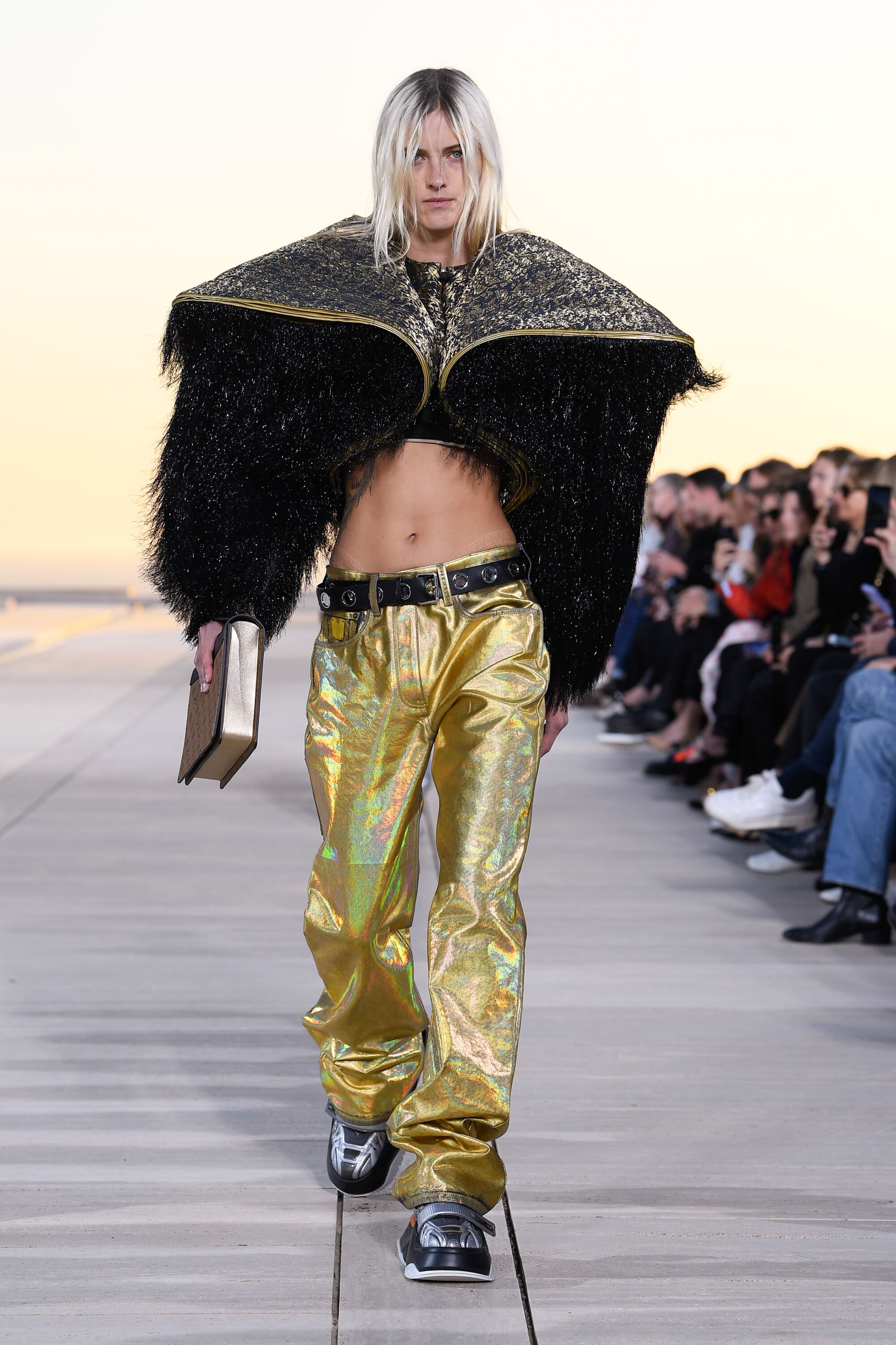 One of the looks from the Louis Vuitton 2023 Cruise collection, presented at the Salk Institute on Thursday, May 12, 2022.