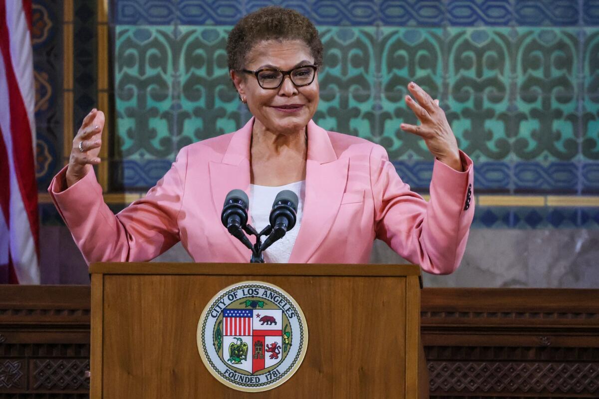 Los Angeles Mayor Karen Bass delivered her second State of the City Address at City Hall last week.