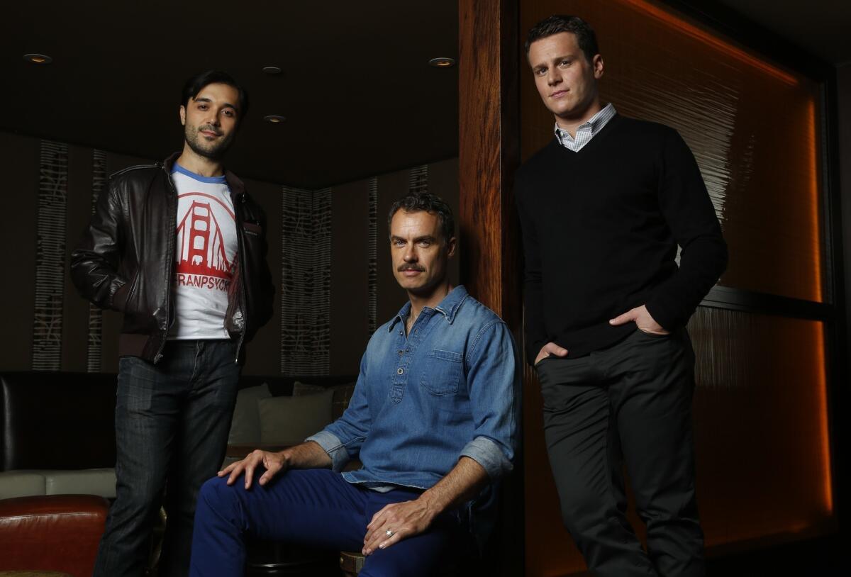 Frankie J. Alvarez, left, Murray Bartlett and Jonathan Groff star in "Looking," a series about three gay friends in San Francisco.