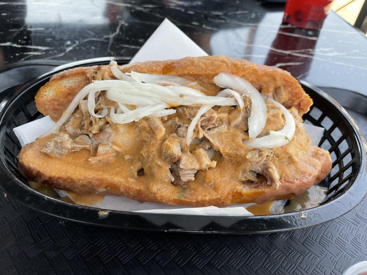 The torta ahogada from Carnitas El Momo.