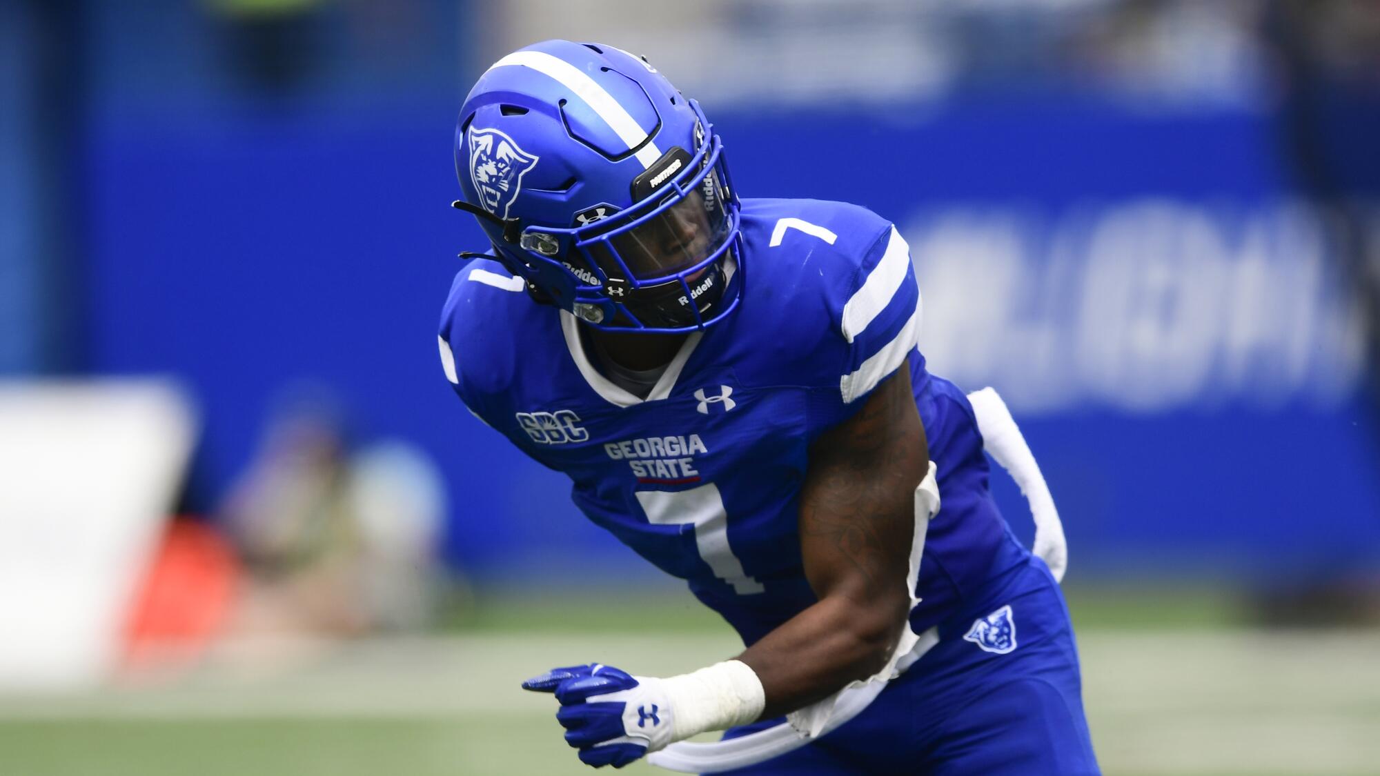 Jamil Muhammad plays for Georgia State against Louisiana Lafayette in September 2020.