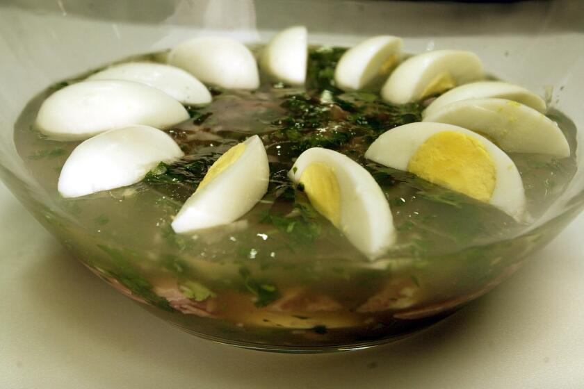 arrannging eggs on the aspic-3rd step, jambon persille traditional