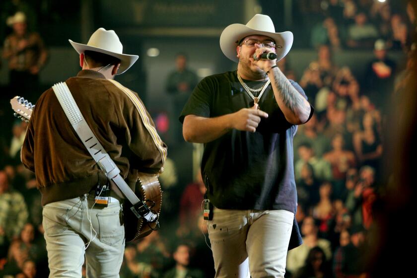 Grupo Frontera with lead singer Adelaido "Payo" Solis III, performs at Calibash MX at Crypto.com Arena in Los Angeles on Saturday, Jan. 13, 2024.