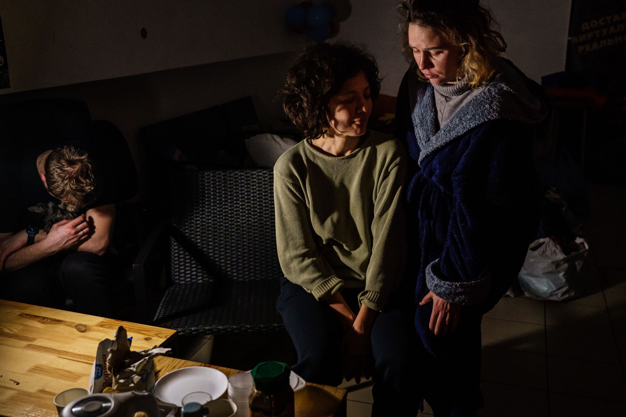 Residents in an underground shelter in downtown Kharkiv.