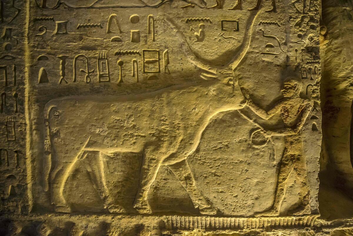 A view inside the tomb of the high priest Wahtye at the Saqqara necropolis south of Cairo.