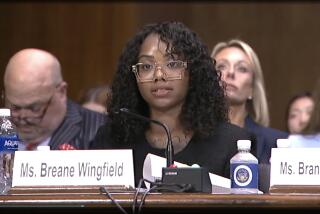 Breane Wingfield testifying before a Senate Judiciary subcommittee Wednesday, Sept. 25, 2024 on Capitol Hill.