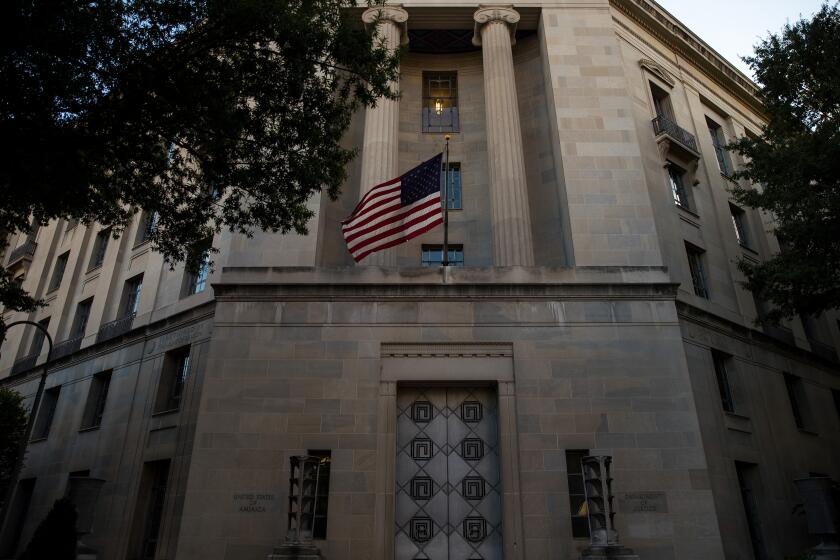 WASHINGTON, DC - JULY 25: An exterior view of the U.S. Department of Justice headquarters, July 25, 2017 in Washington, DC. In recent days, President Donald Trump President Trump has escalated his verbal attacks on Attorney General Jeff Sessions. (Photo by Drew Angerer/Getty Images)