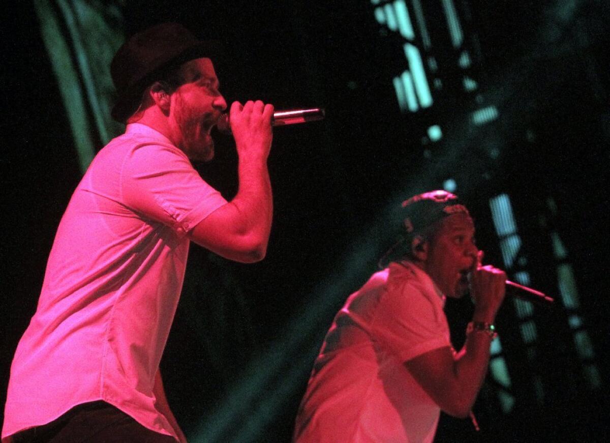 Justin Timberlake, left, with Jay Z at the Rose Bowl, has been added to the MTV Video Music Awards.
