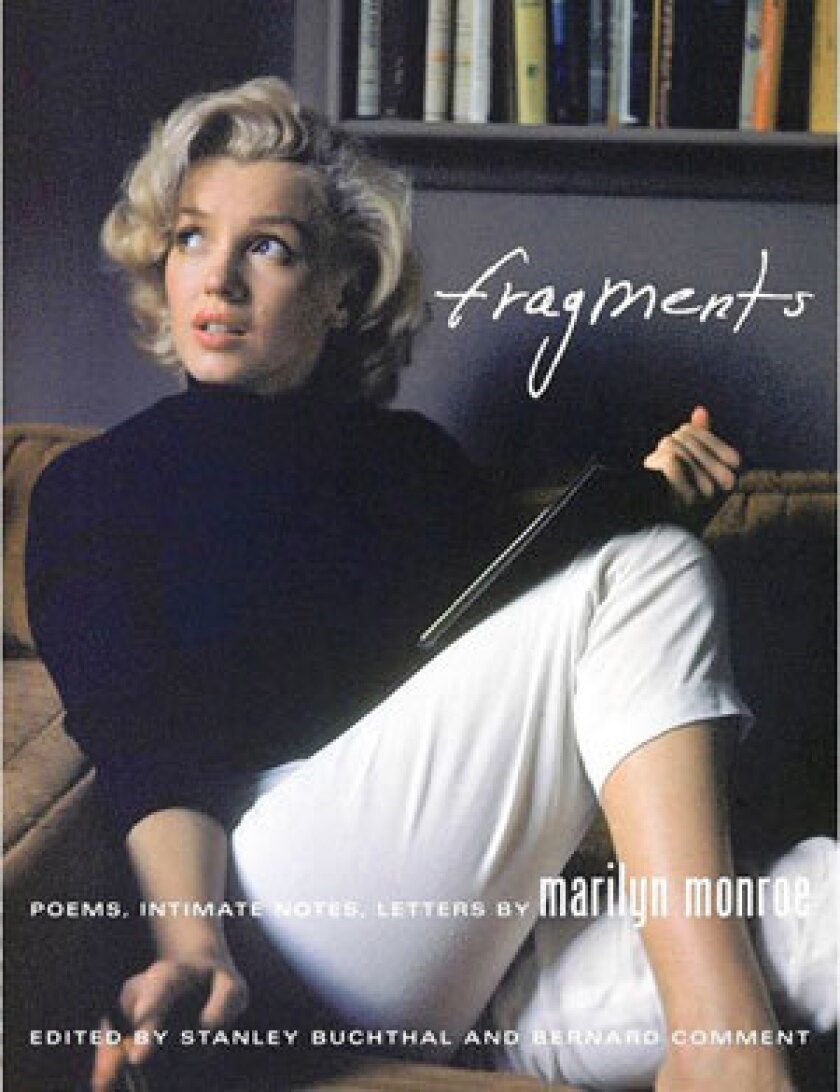 The cover Jacket from the book "Fragments: Poems, Intimate Notes, Letters by Marilyn Monroe."