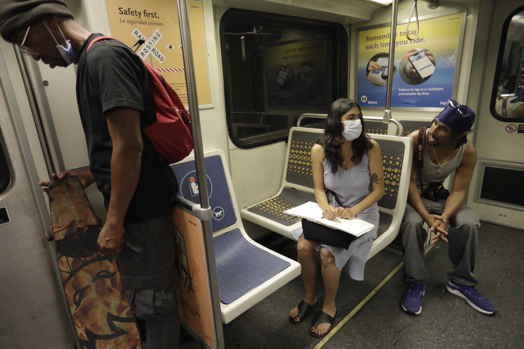 Three people on a train