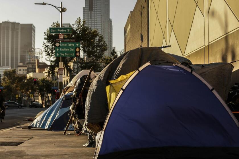 LOS ANGELES, CA -- WEDNESDAY, SEPTEMBER 19, 2018-- Los Angeles homelessness has increased significantly over the last several years. (Maria Alejandra Cardona / Los Angeles Times)
