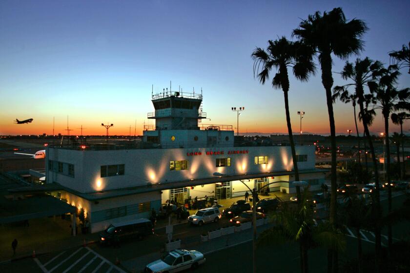 The historic Long Beach Airport in 2010, before a new departure terminal was added.