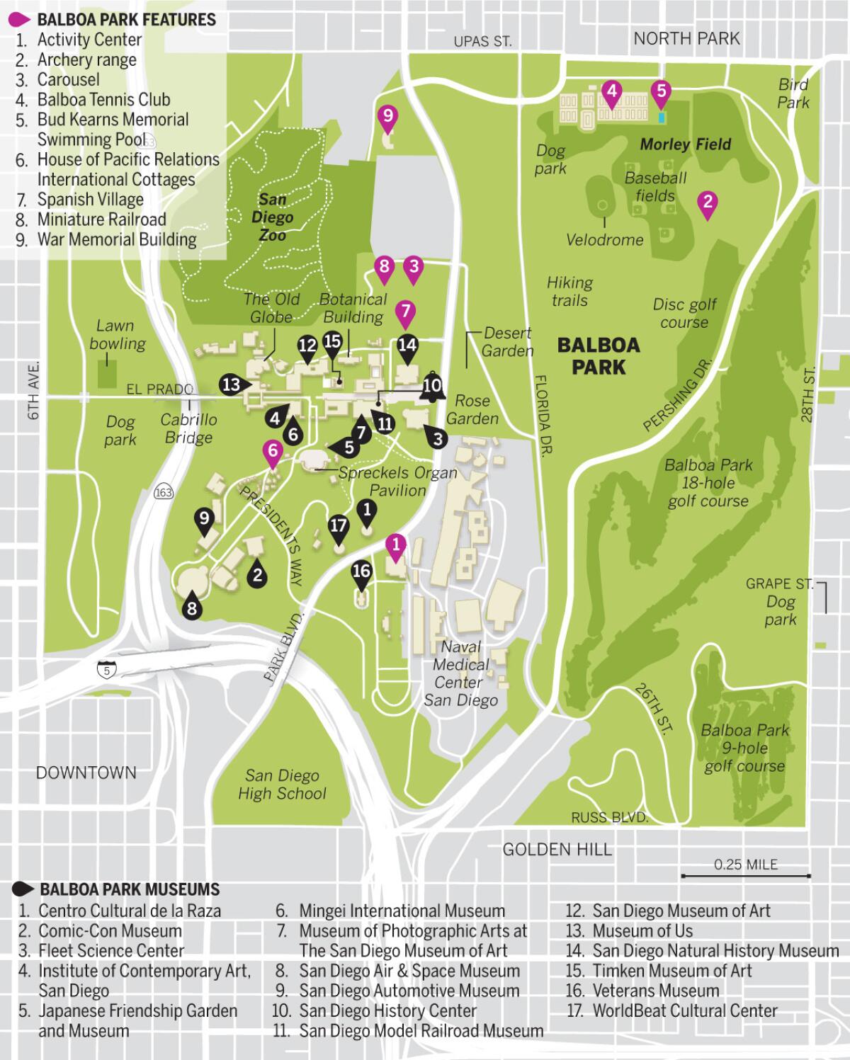 Map of Balboa Park for 2023 almanac.