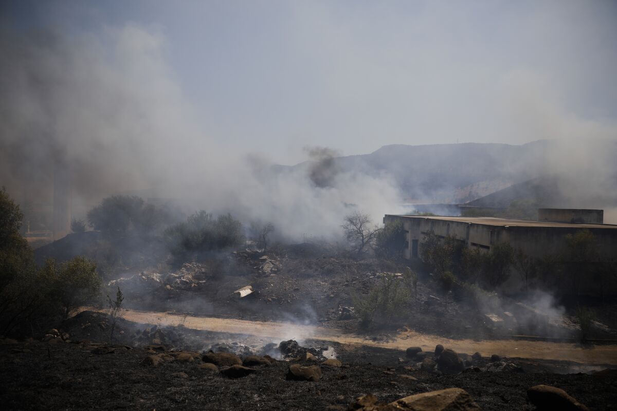 Fields in Israel burning from rocket fire