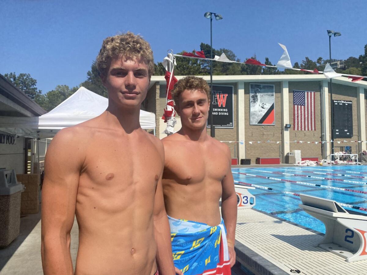 Goalie Baxter Chelsom, left, and center Ilias Stothart lead Harvard-Westlake.