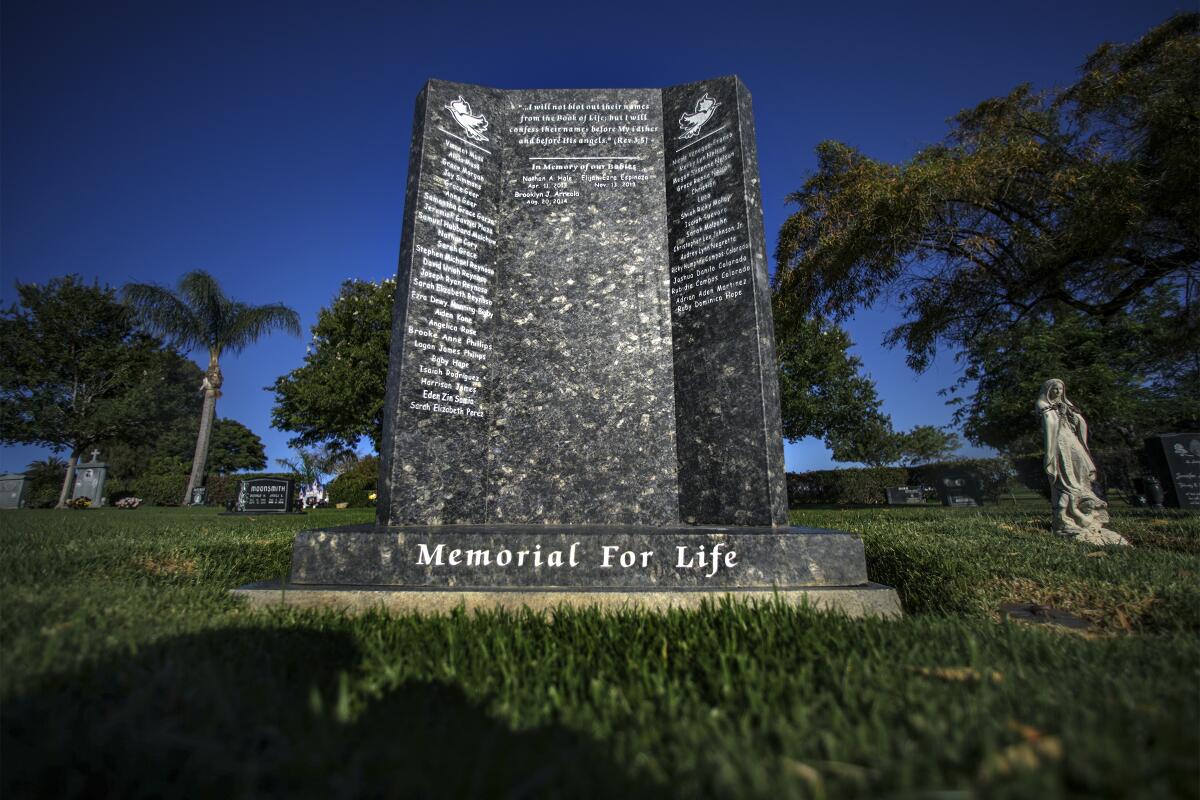 A monument signed "Memorial For Life"