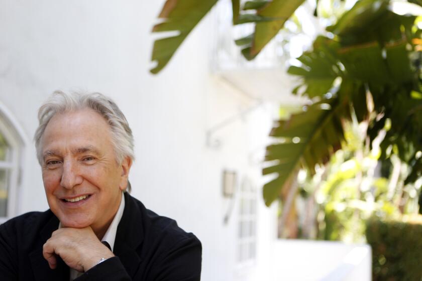 Alan Rickman is shown at the Sunset Marquis in West Hollywood in 2015. The actor died of cancer, his U.S. publicist said Thursday.