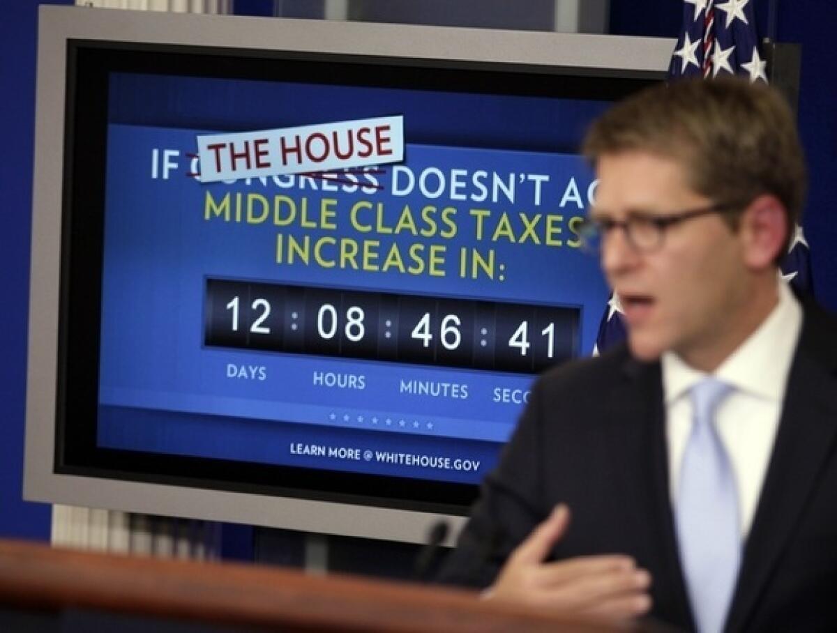White House Press Secretary Jay Carney speaks during his daily news briefing at the White House.