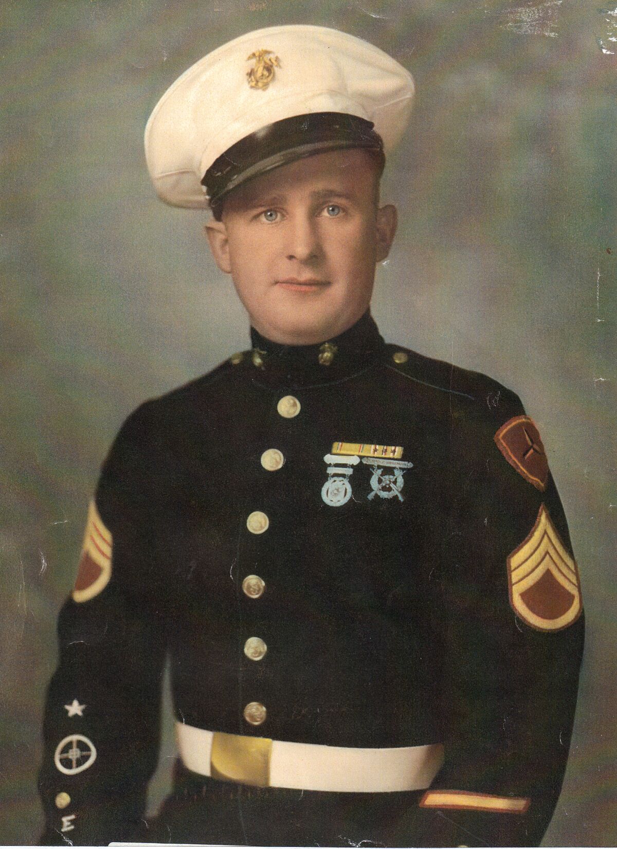 Retired Marine First Sgt. John Farritor pictured on July 9, 1945. The Vista resident, who served in World War II and the Korean War, turned 100 on July 9, 2019.
