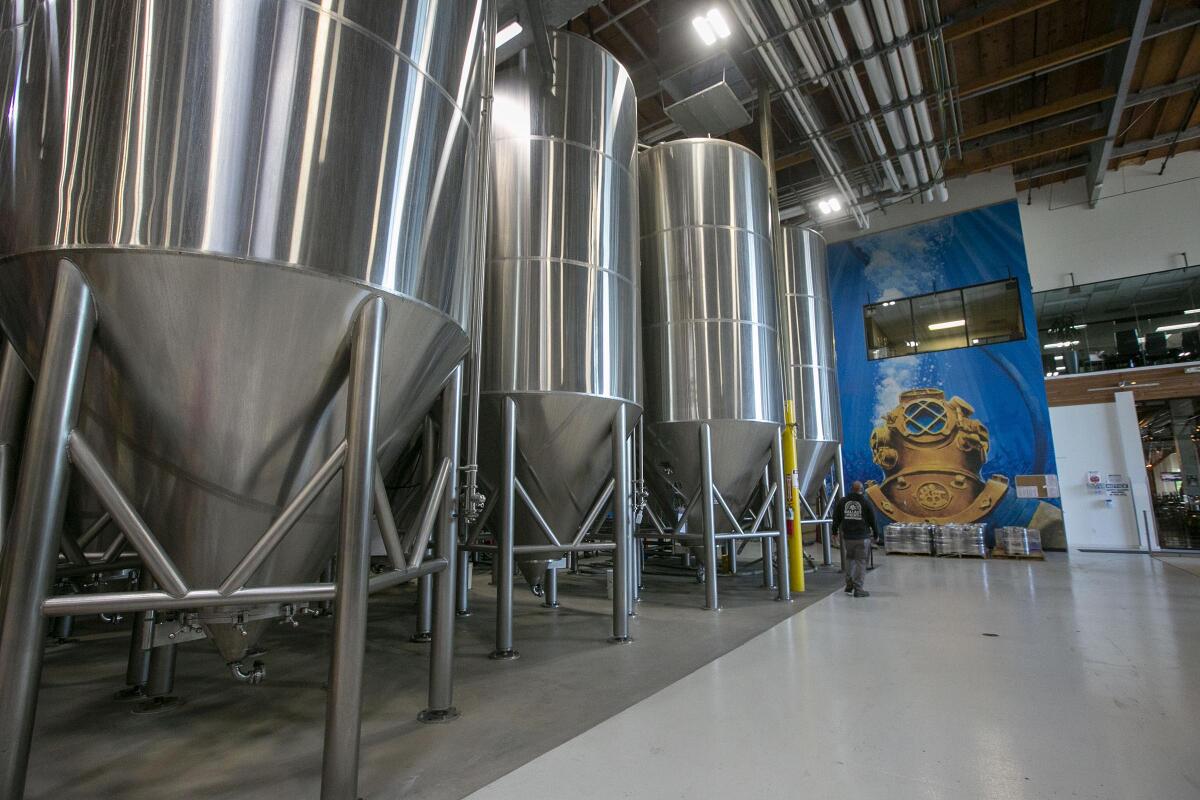 Fermentation tanks at the Ballast Point Brewery in Mira Mesa