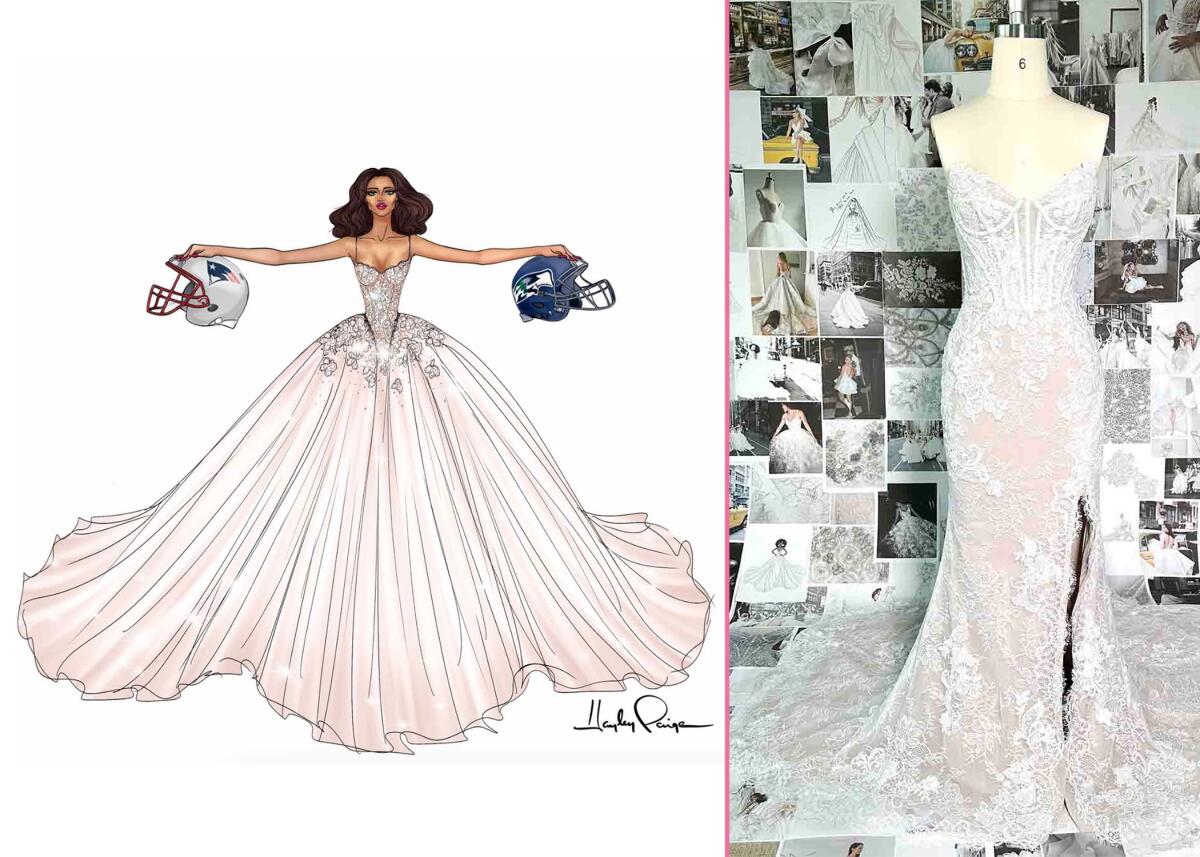 Becoming Jane Bridal Gown by Hayley Paige Debuts at Super Bowl Halftime Wedding - Los Angeles Times Becoming Jane Bridal Gown by Hayley Paige Debuts at Super Bowl Halftime Wedding - Los Angeles Times