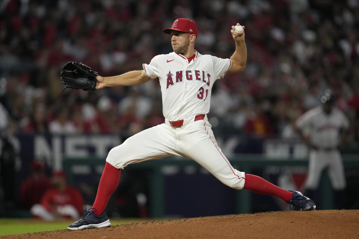 Angels starting pitcher Tyler Anderson delivers during the second inning of a 5-3 loss to the Houston Astros.