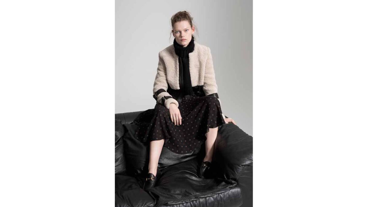 A.L.C. shearling Stager jacket with leather trim, $1595 at Neiman Marcus in Beverly Hills (310) 550-5900, neimanmarcus.com