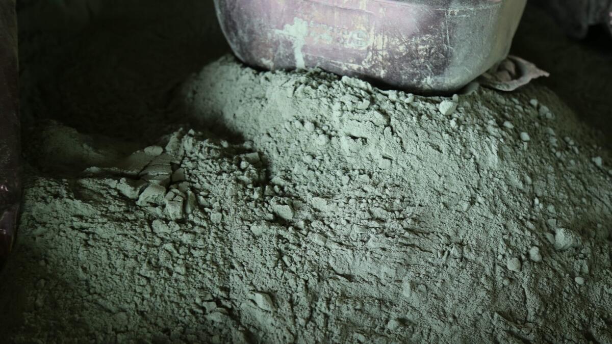 Raw cobalt powder after a first transformation at a plant in Lubumbashi.