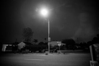 A streetlight illuminates the 7600 block of Linda Vista Road Clairemont Mesa East neighborhood of San Diego on June 4, 2019 in San Diego, California. There were 37 violent crimes reported in this census block between 2014 and 2018, with 12 of them committed on this block.