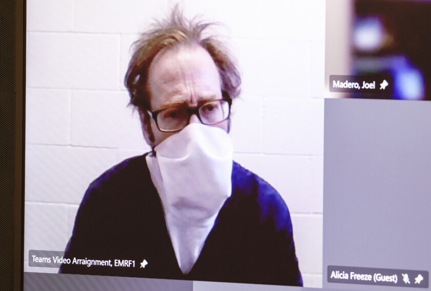 In this March 2021 file photo, Joshua Alan Breslow is arraigned via video conference at the San Diego Central Courthouse.
