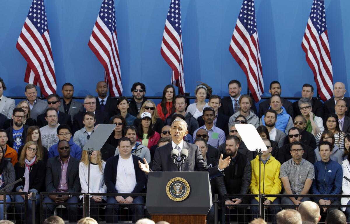 President Obama speaks at Nike headquarters in Beaverton, Ore., this month, where he made his trade policy pitch in an effort to win over Democrats for what could be the last major legislative push of his presidency.