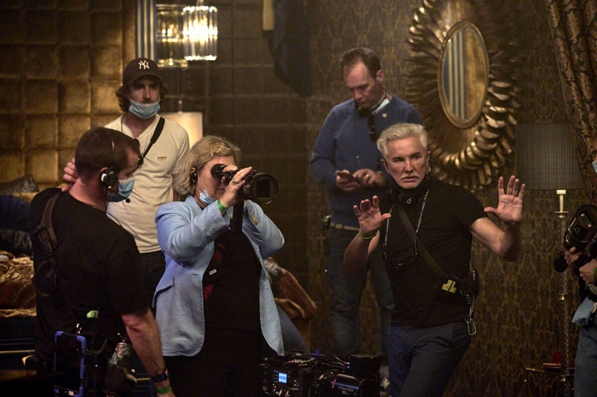 Cinematographer Mandy Walker on the "Elvis" set with director Baz Luhrmann.