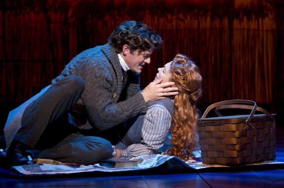 Edward Watts and Carolee Carmello in a romantic moment in "Scandalous." Carmello stars as evangelist Aimee Semple McPherson in the biographical musical co-written by Kathie Lee Gifford.