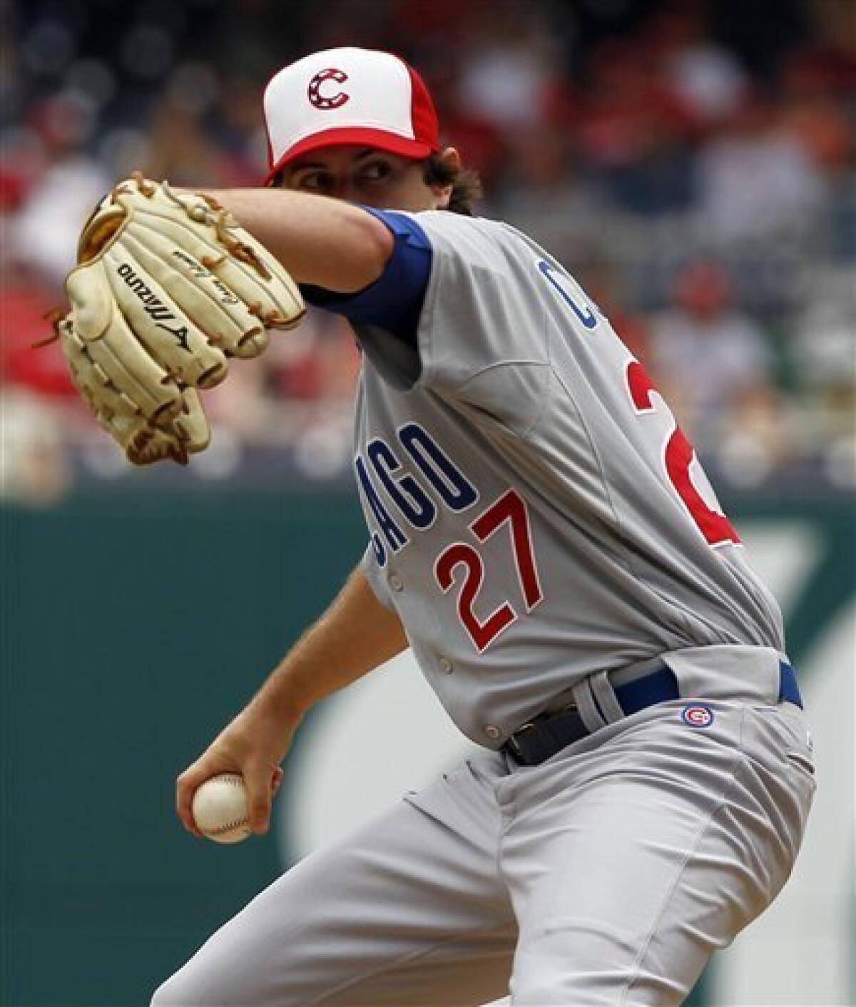 Chicago Cubs closer Kerry Wood follows through against the San