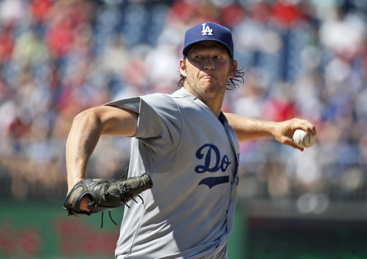 Clayton Kershaw allowed only three hits and walked none in the Dodgers’ 4-2 victory over the Washington Nationals on July 18.