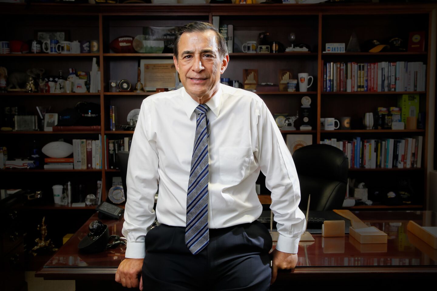 Congressman Darrell Issa, shown in his Vista office in July, announced Wednesday that he will not seek re-election in November.