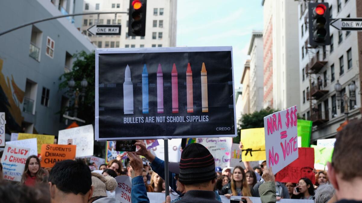 Participants in the March for Our Lives rally in Los Angeles on March 24, part of a surge of activism propelling the debate over gun control and school safety.
